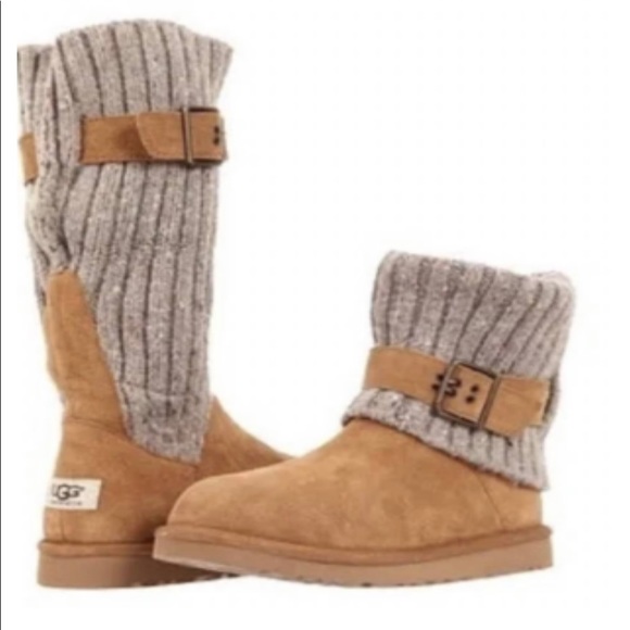 UGG Shoes - Ugg Cambridge Sweater Knit Tan Foldover Boot